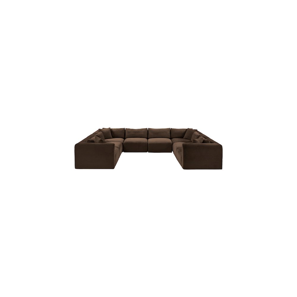 Shaggy Brown Corduroy Performance Fabric Modular Sectional
