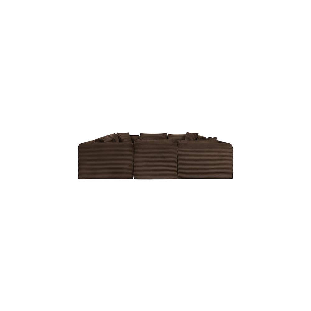 Shaggy Brown Corduroy Performance Fabric Modular Sectional