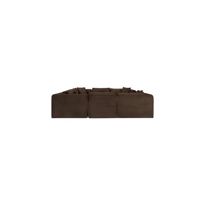 Shaggy Brown Corduroy Performance Fabric Modular Sectional