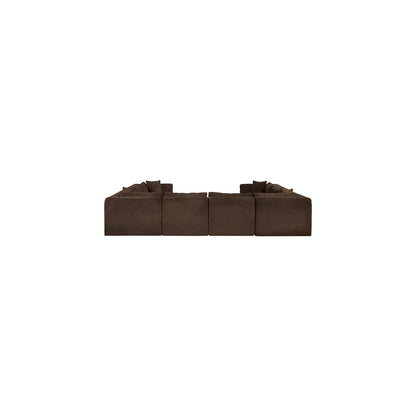 Shaggy Brown Corduroy Performance Fabric Modular Sectional