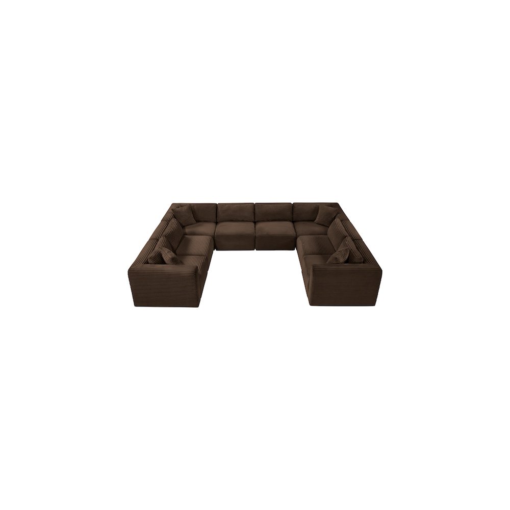 Shaggy Brown Corduroy Performance Fabric Modular Sectional