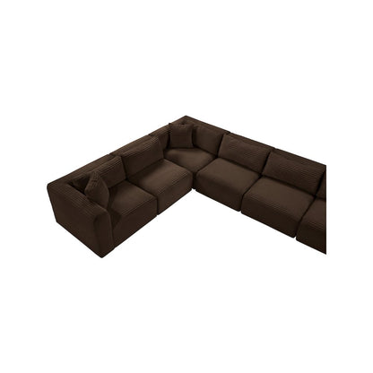 Shaggy Brown Corduroy Performance Fabric Modular Sectional