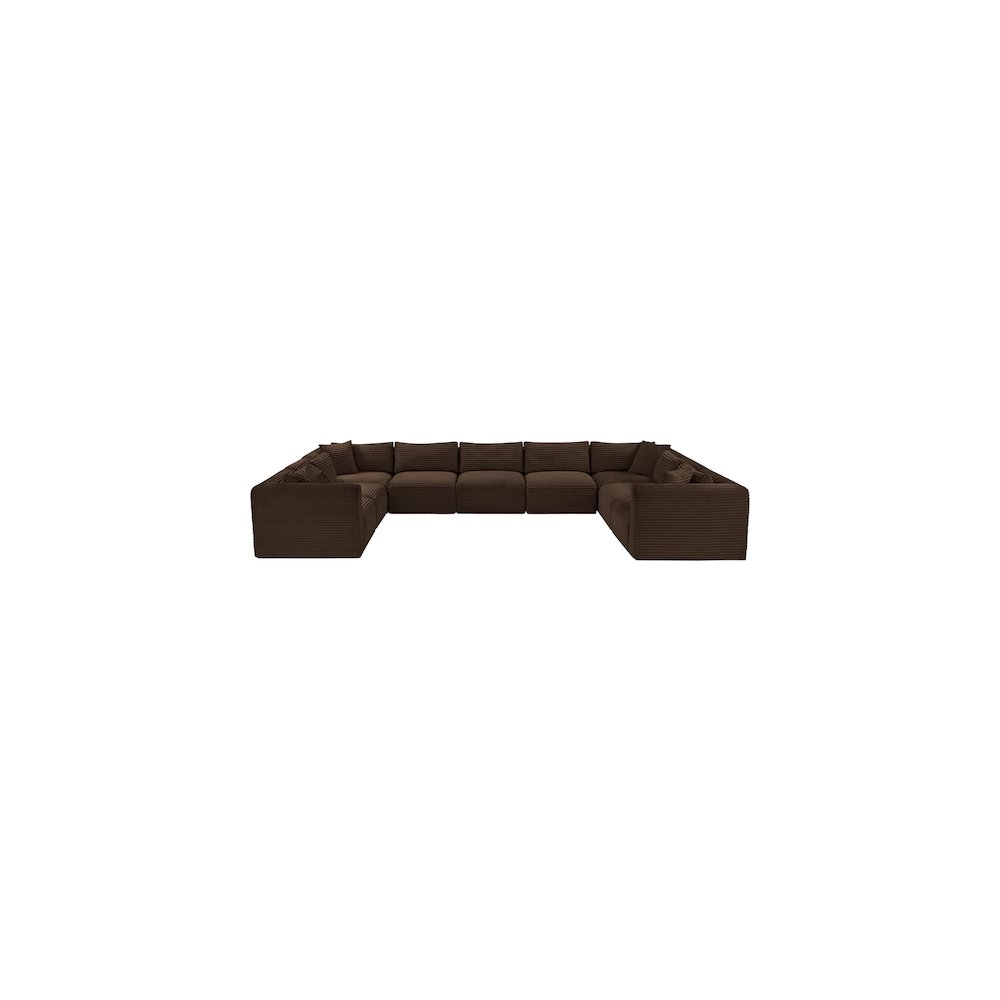 Shaggy Brown Corduroy Performance Fabric Modular Sectional