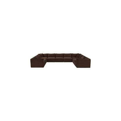 Shaggy Brown Corduroy Performance Fabric Modular Sectional
