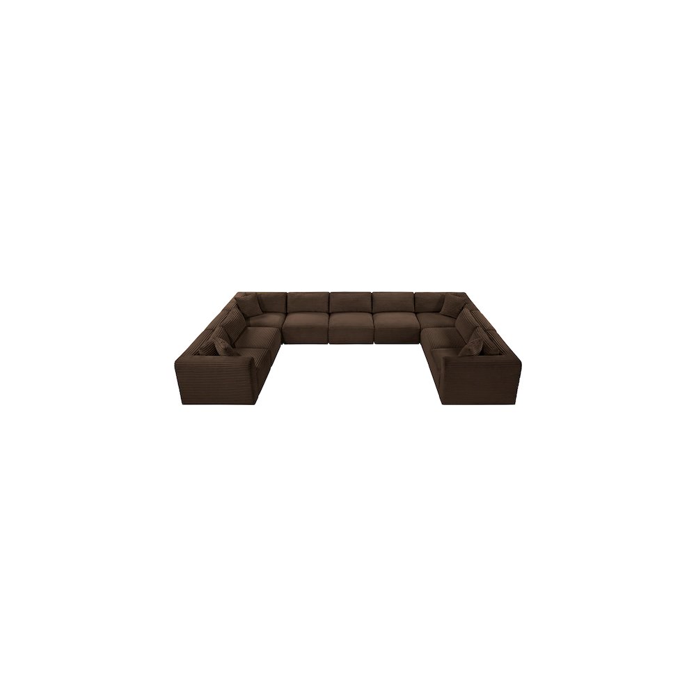 Shaggy Brown Corduroy Performance Fabric Modular Sectional