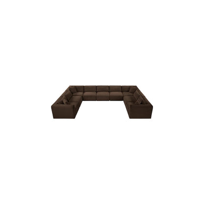 Shaggy Brown Corduroy Performance Fabric Modular Sectional