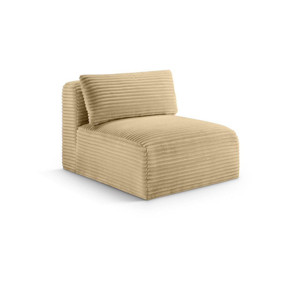 Shaggy Camel Corduroy Performance Fabric Armless Chair