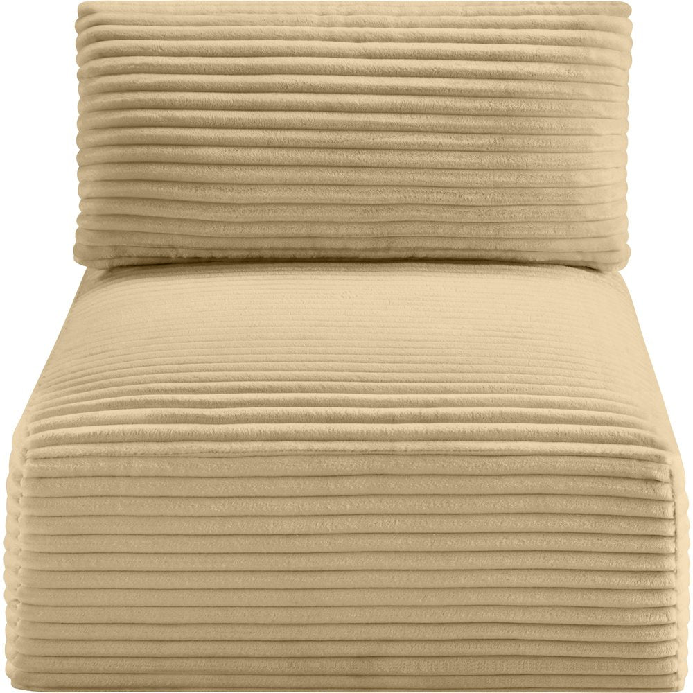 Shaggy Camel Corduroy Performance Fabric Armless Chair