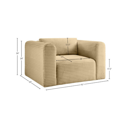 Shaggy Camel Corduroy Performance Fabric Arm Chair