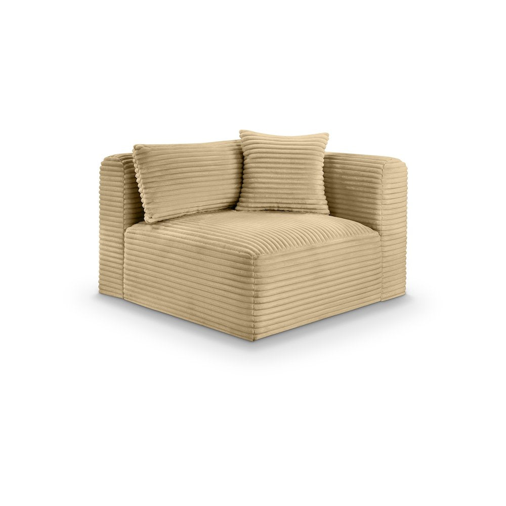Shaggy Camel Corduroy Performance Fabric Corner Chair