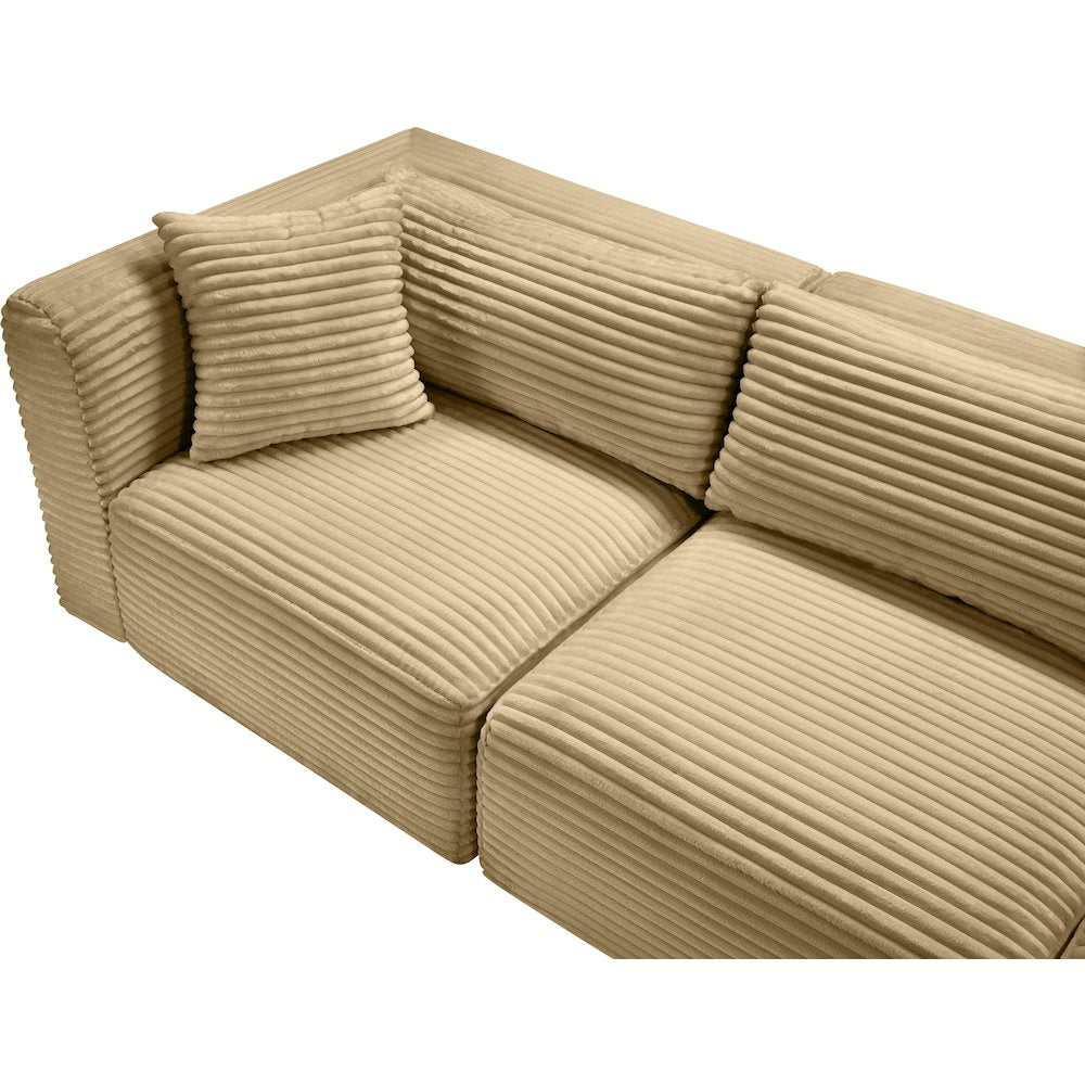 Shaggy Camel Corduroy Performance Fabric Modular Sofa