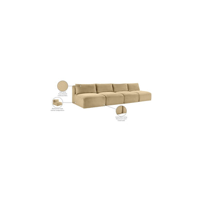 Shaggy Camel Corduroy Performance Fabric Modular Sofa