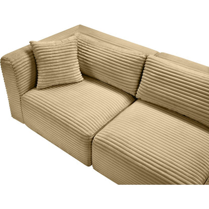 Shaggy Camel Corduroy Performance Fabric Modular Sofa