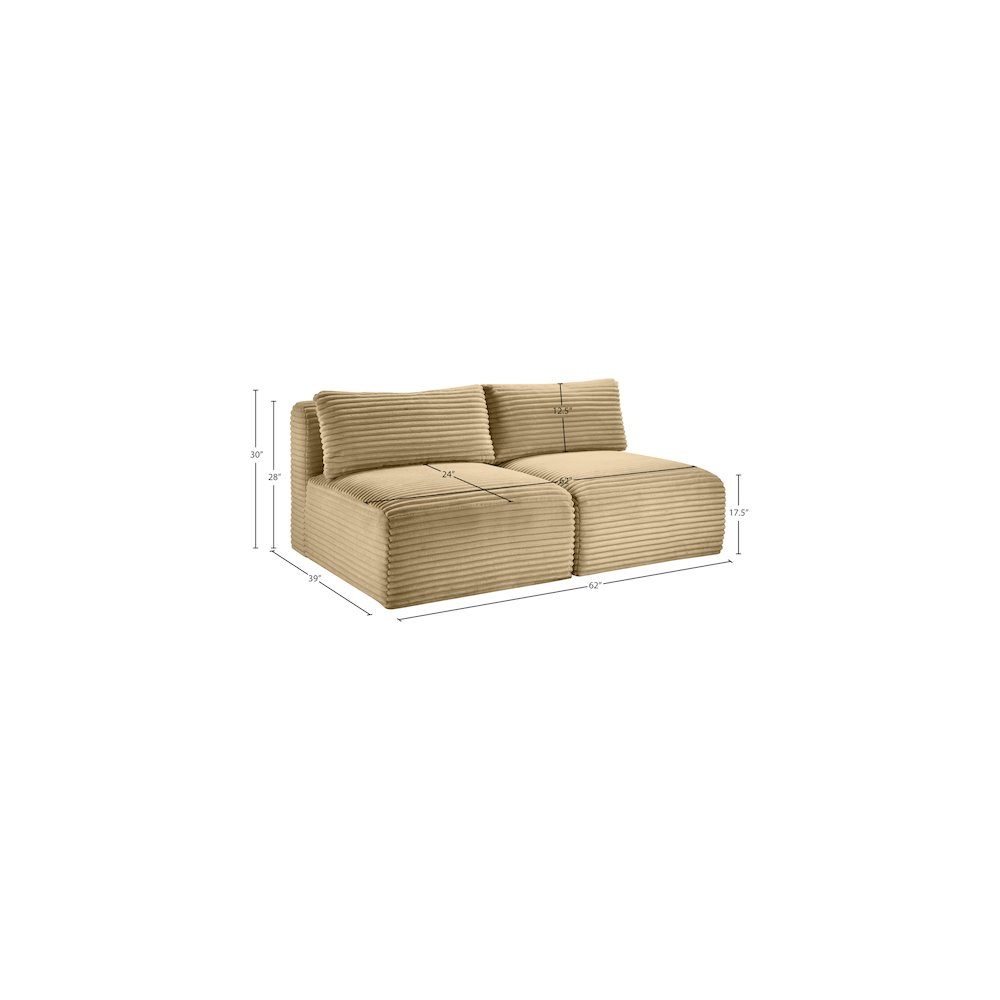 Shaggy Camel Corduroy Performance Fabric Modular Sofa