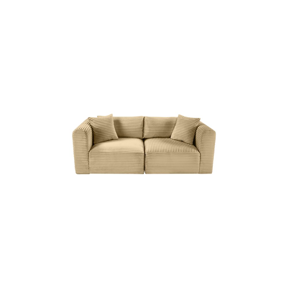 Shaggy Camel Corduroy Performance Fabric Modular Sofa