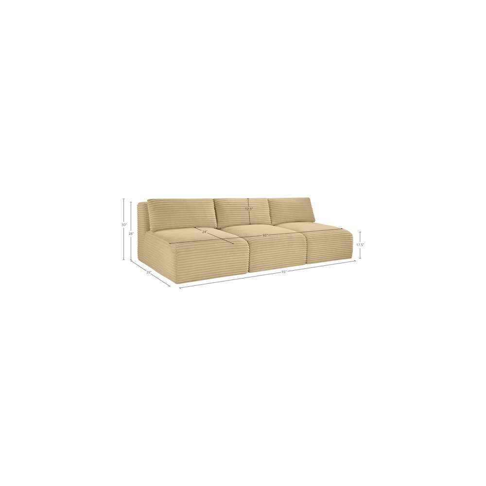 Shaggy Camel Corduroy Performance Fabric Modular Sofa