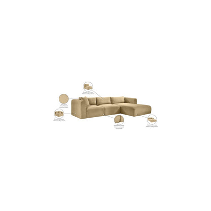 Shaggy Camel Corduroy Performance Fabric Modular Sectional