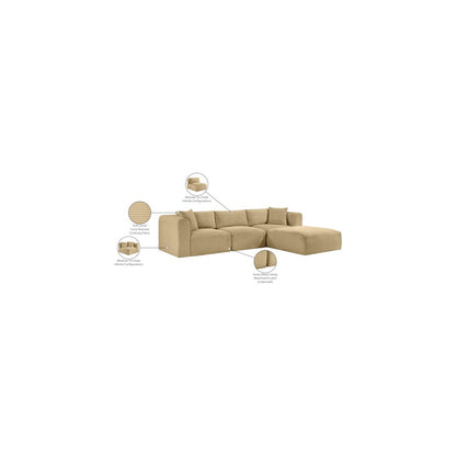 Shaggy Camel Corduroy Performance Fabric Modular Sectional