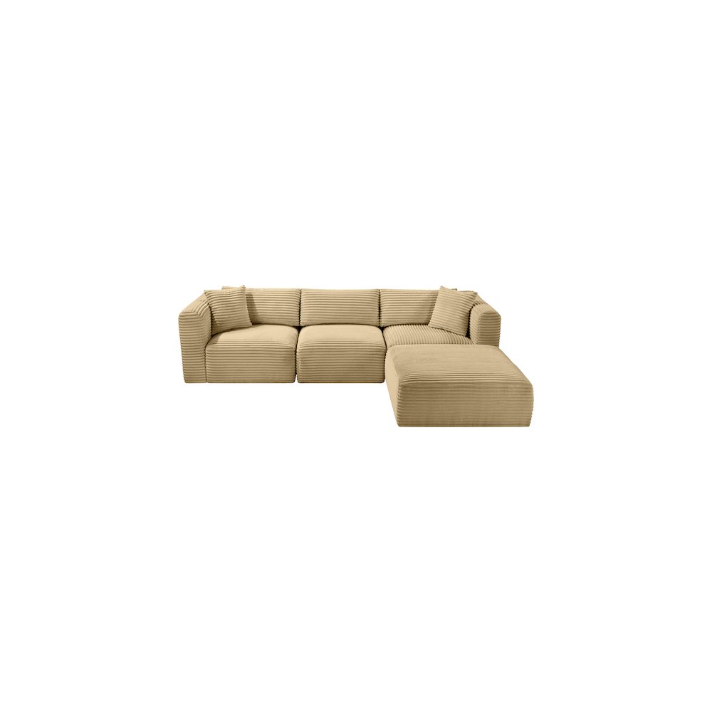 Shaggy Camel Corduroy Performance Fabric Modular Sectional