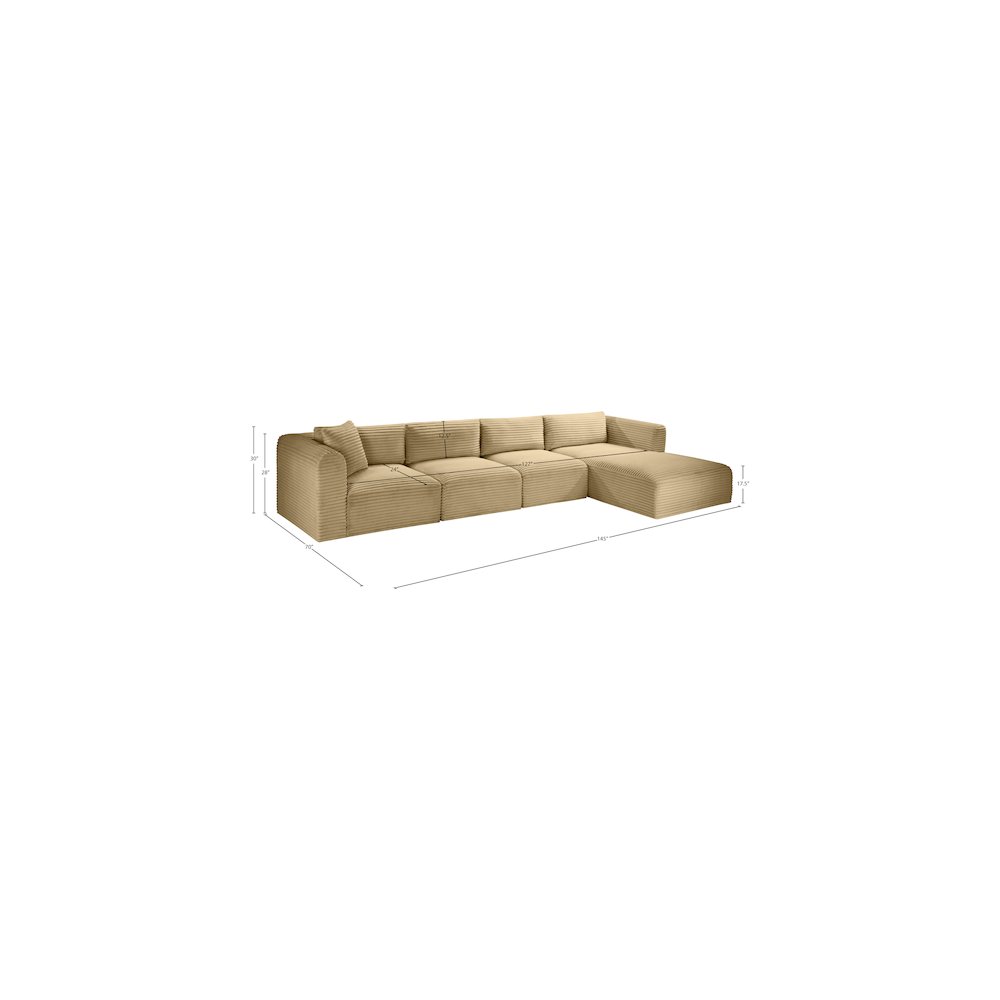 Shaggy Camel Corduroy Performance Fabric Modular Sectional
