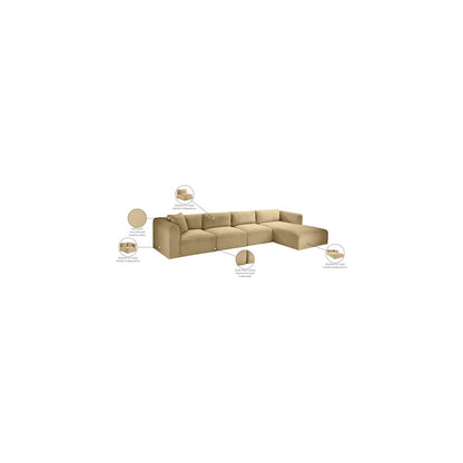 Shaggy Camel Corduroy Performance Fabric Modular Sectional