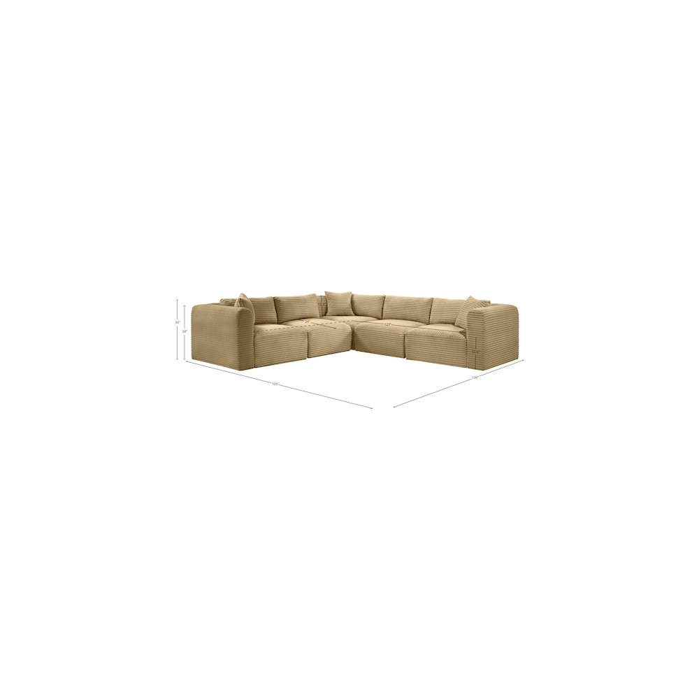 Shaggy Camel Corduroy Performance Fabric Modular Sectional