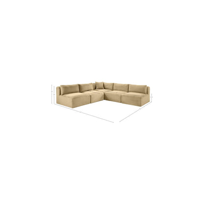 Shaggy Camel Corduroy Performance Fabric Modular Sectional