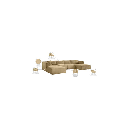 Shaggy Camel Corduroy Performance Fabric Modular Sectional