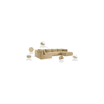 Shaggy Camel Corduroy Performance Fabric Modular Sectional