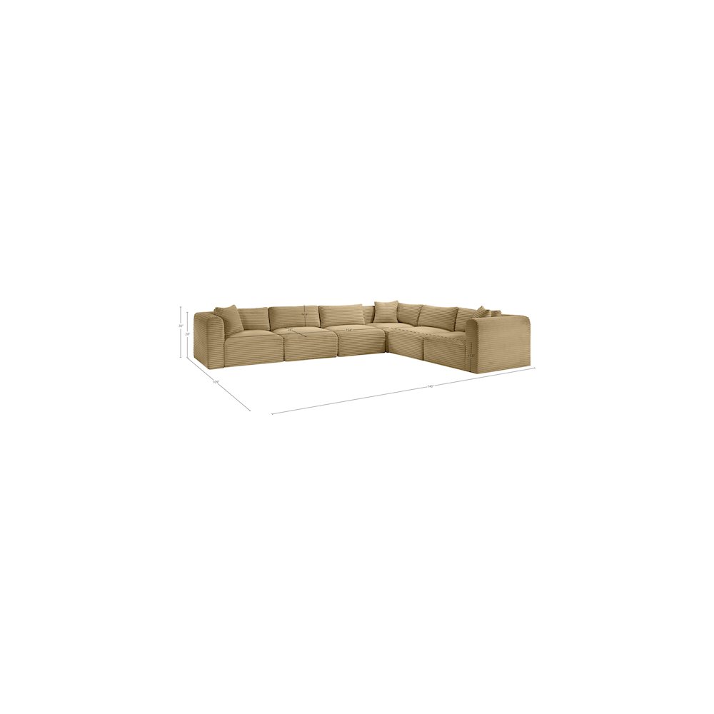 Shaggy Camel Corduroy Performance Fabric Modular Sectional