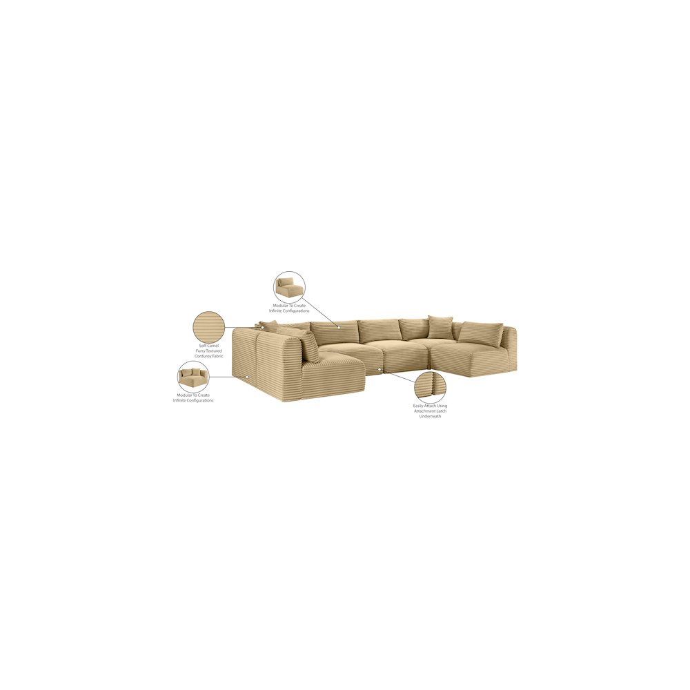 Shaggy Camel Corduroy Performance Fabric Modular Sectional