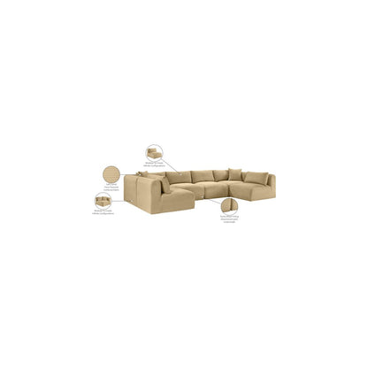 Shaggy Camel Corduroy Performance Fabric Modular Sectional