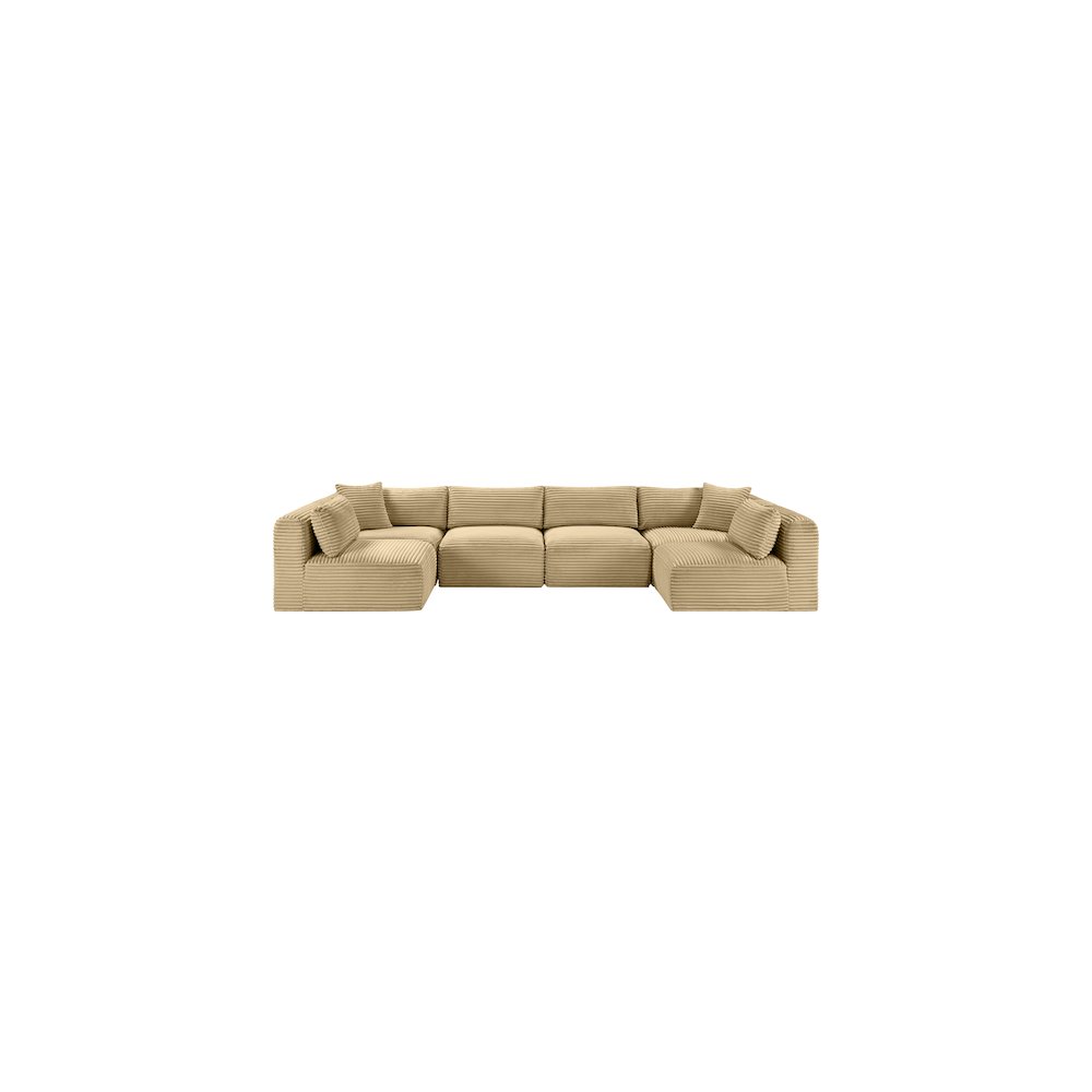 Shaggy Camel Corduroy Performance Fabric Modular Sectional