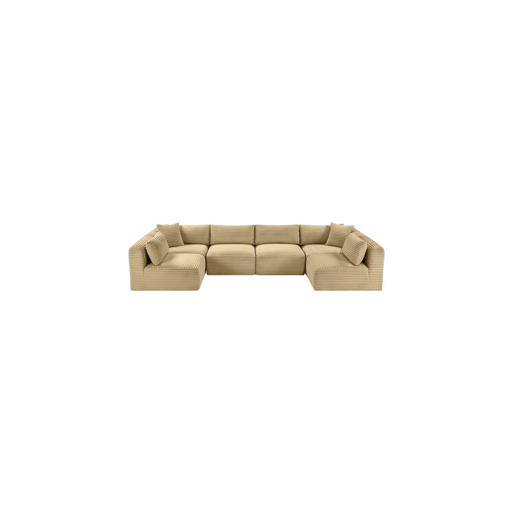 Shaggy Camel Corduroy Performance Fabric Modular Sectional