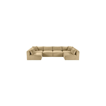 Shaggy Camel Corduroy Performance Fabric Modular Sectional