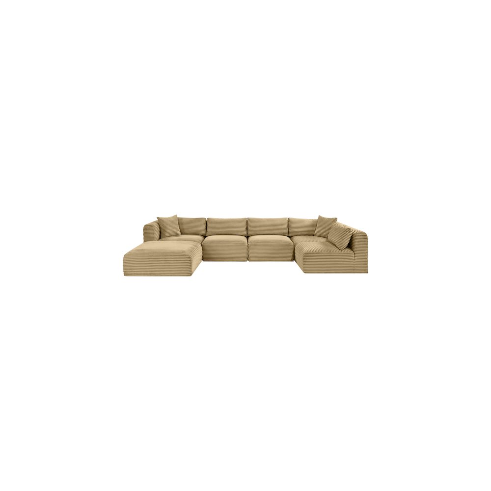 Shaggy Camel Corduroy Performance Fabric Modular Sectional