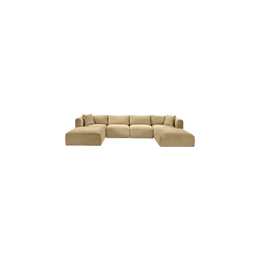 Shaggy Camel Corduroy Performance Fabric Modular Sectional