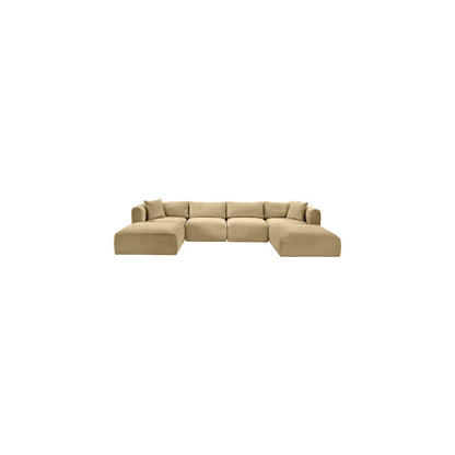 Shaggy Camel Corduroy Performance Fabric Modular Sectional