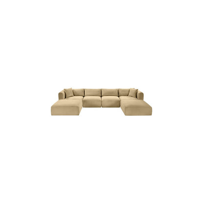 Shaggy Camel Corduroy Performance Fabric Modular Sectional