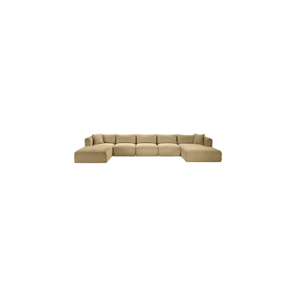 Shaggy Camel Corduroy Performance Fabric Modular Sectional