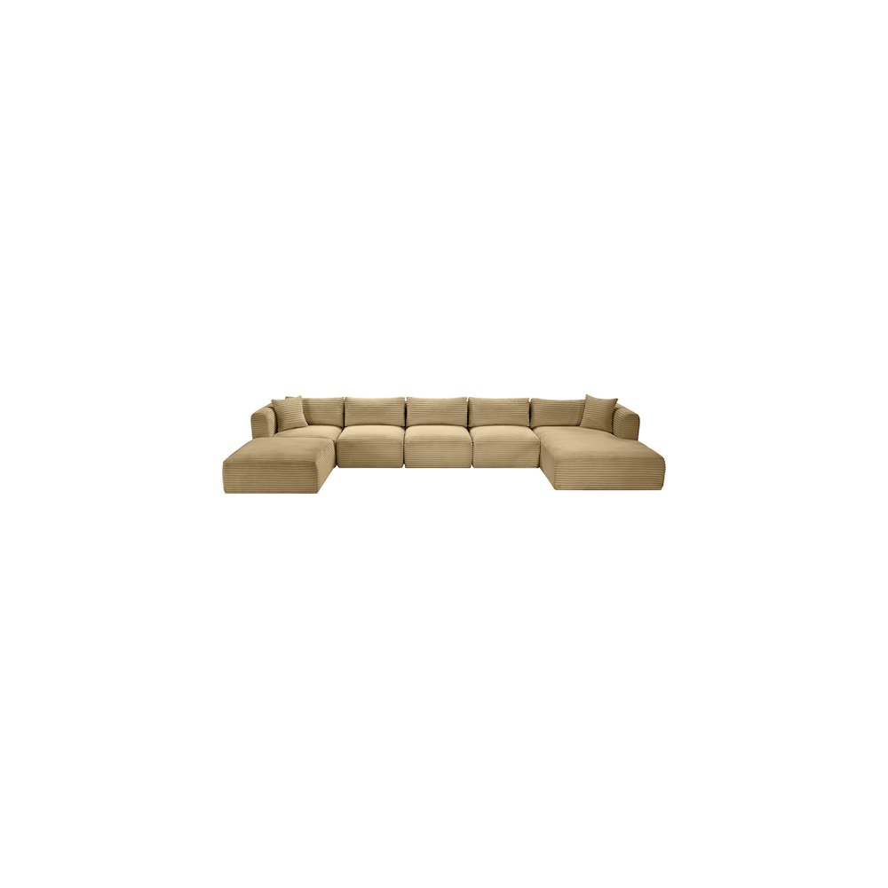 Shaggy Camel Corduroy Performance Fabric Modular Sectional
