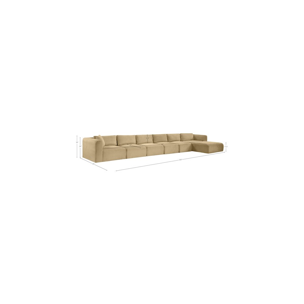 Shaggy Camel Corduroy Performance Fabric Modular Sectional