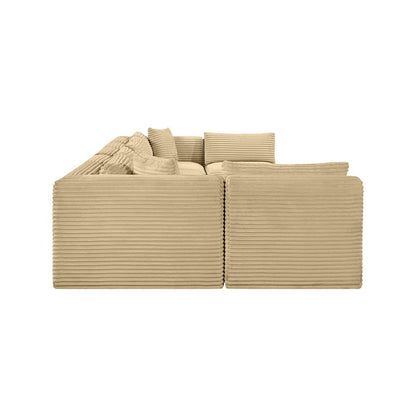 Shaggy Camel Corduroy Performance Fabric Modular Sectional