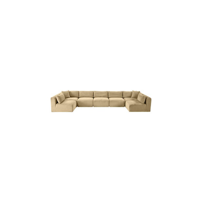 Shaggy Camel Corduroy Performance Fabric Modular Sectional