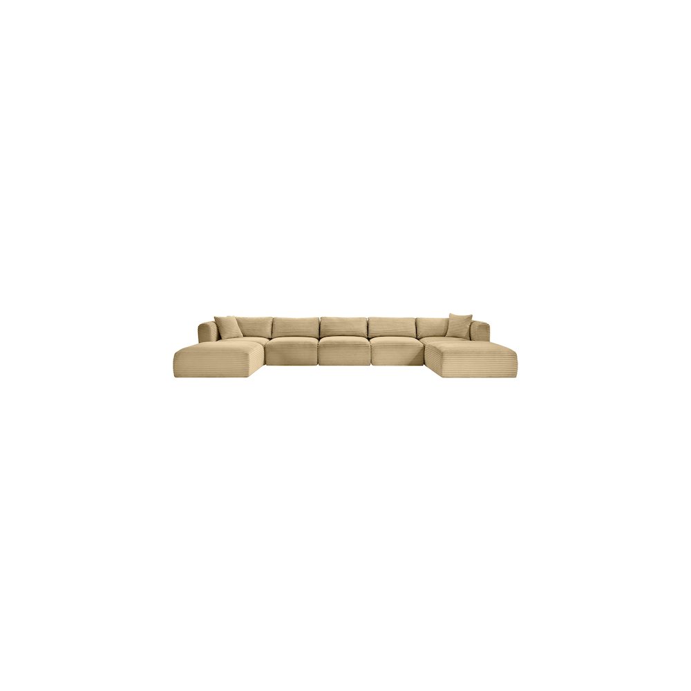 Shaggy Camel Corduroy Performance Fabric Modular Sectional