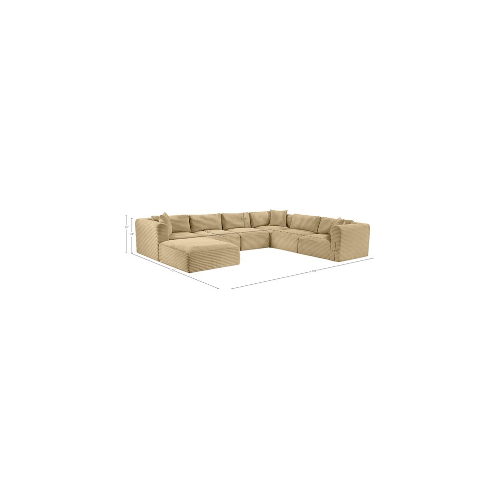 Shaggy Camel Corduroy Performance Fabric Modular Sectional