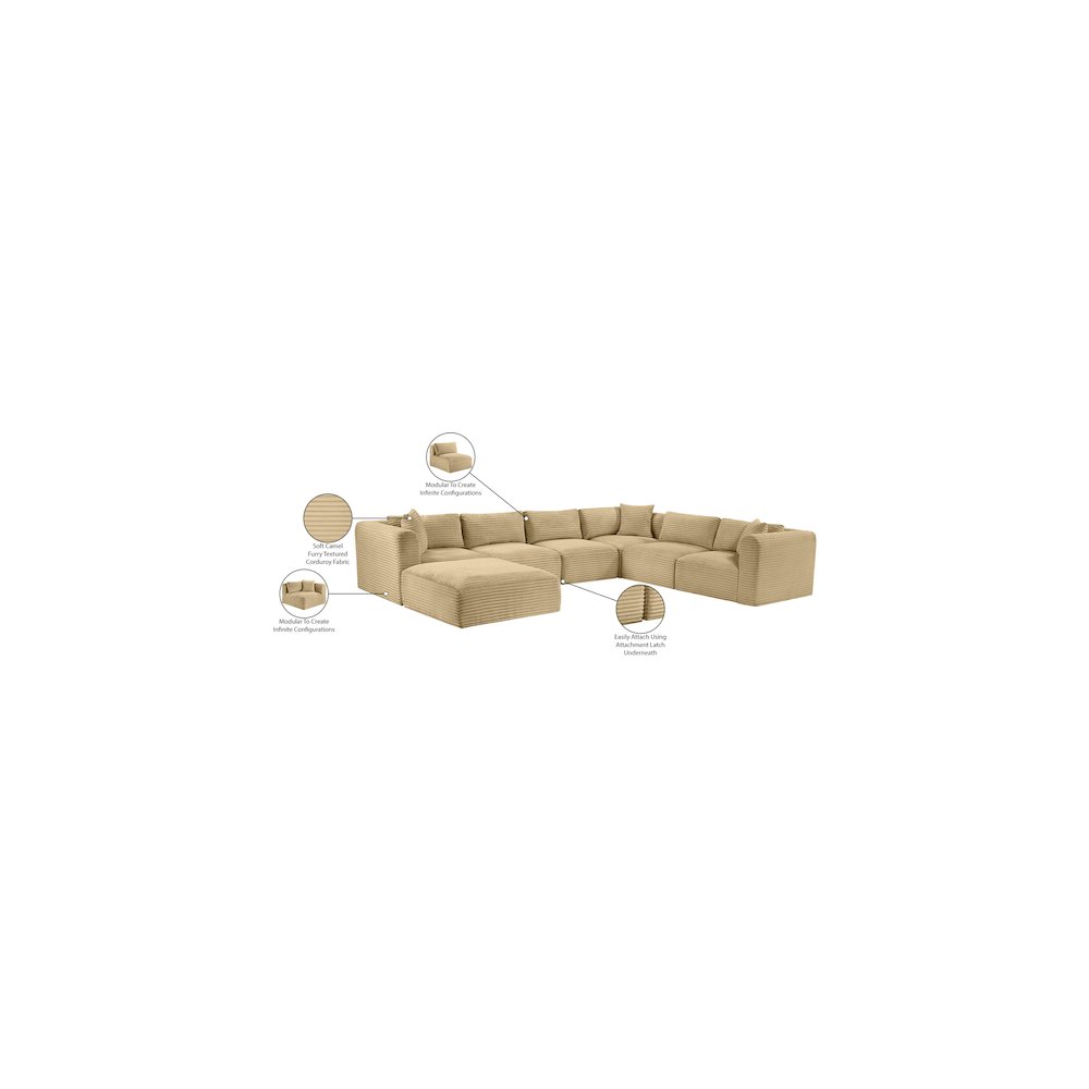 Shaggy Camel Corduroy Performance Fabric Modular Sectional