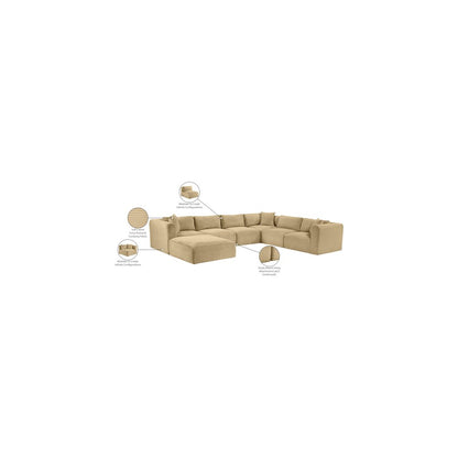 Shaggy Camel Corduroy Performance Fabric Modular Sectional