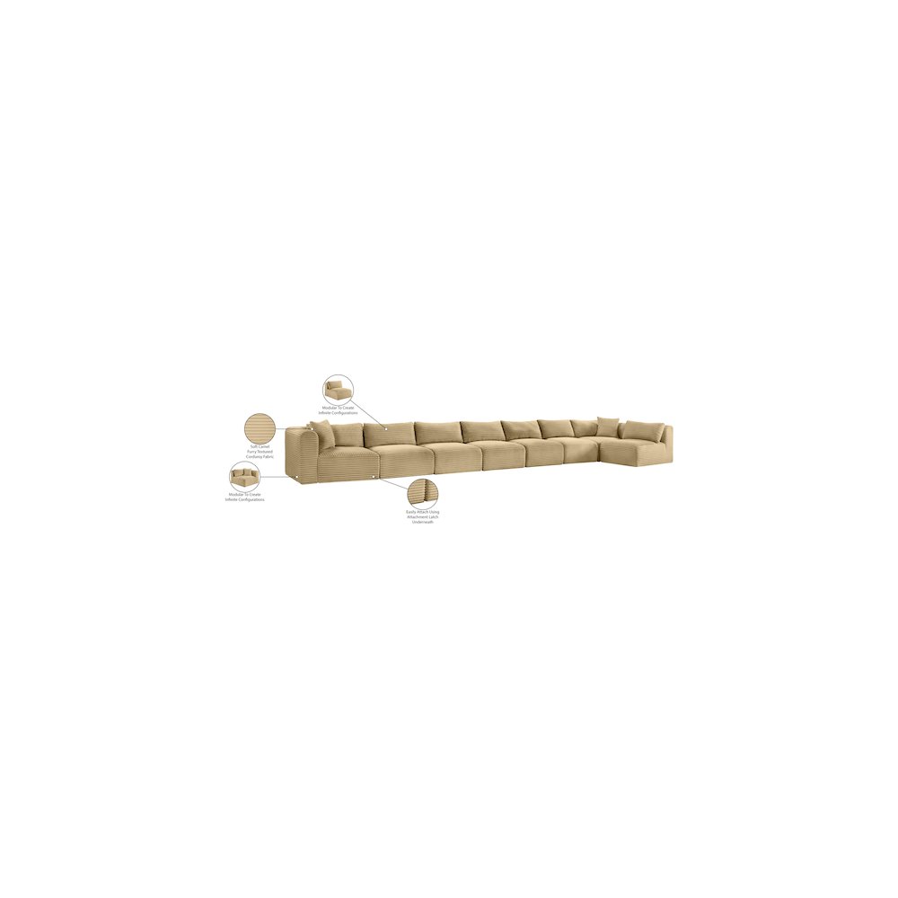 Shaggy Camel Corduroy Performance Fabric Modular Sectional