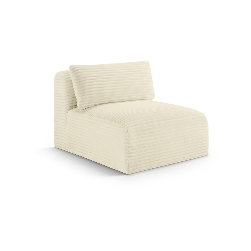 Shaggy Cream Corduroy Performance Fabric Armless Chair
